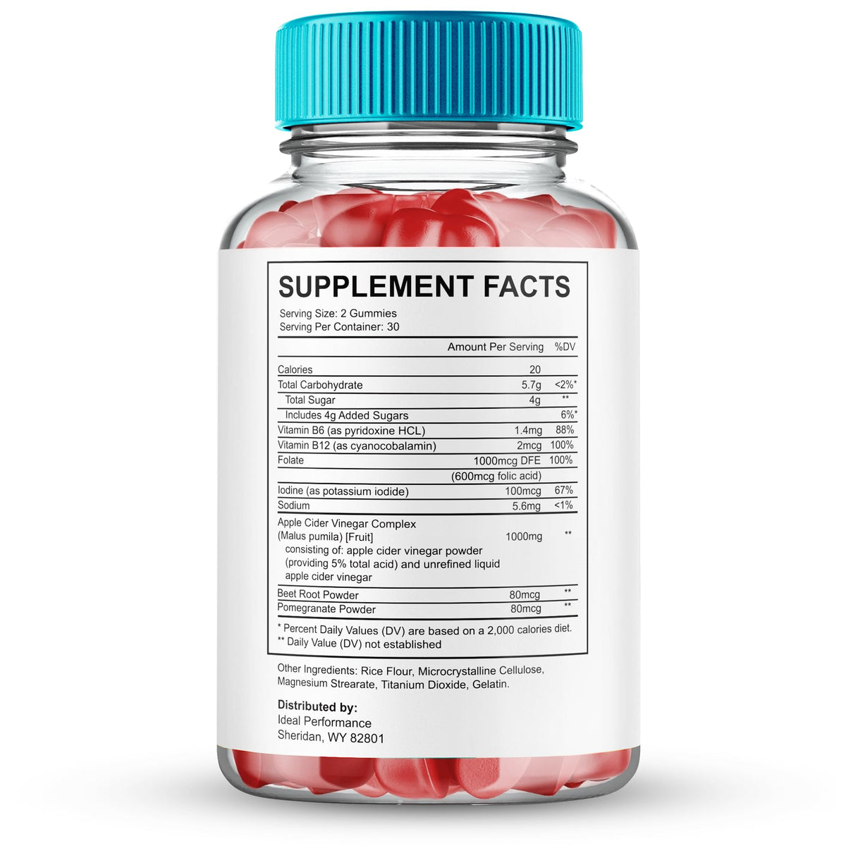 Libicade Gummies 60 unités, vue de profil
