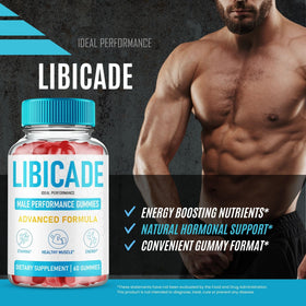 Libicade Gummies, flacon ouvert et gummies visibles
