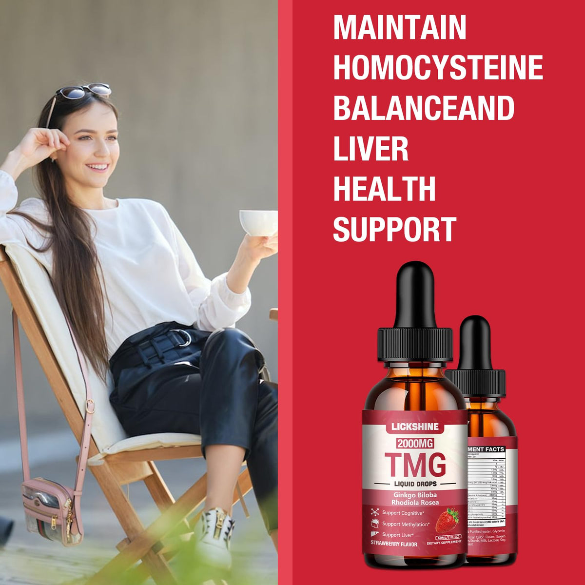 Lickshine 2000MG TMG Complément Alimentaire sur une Table