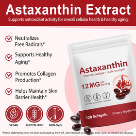Liefiet Astaxanthin 12mg capsule molle avec huile de coco