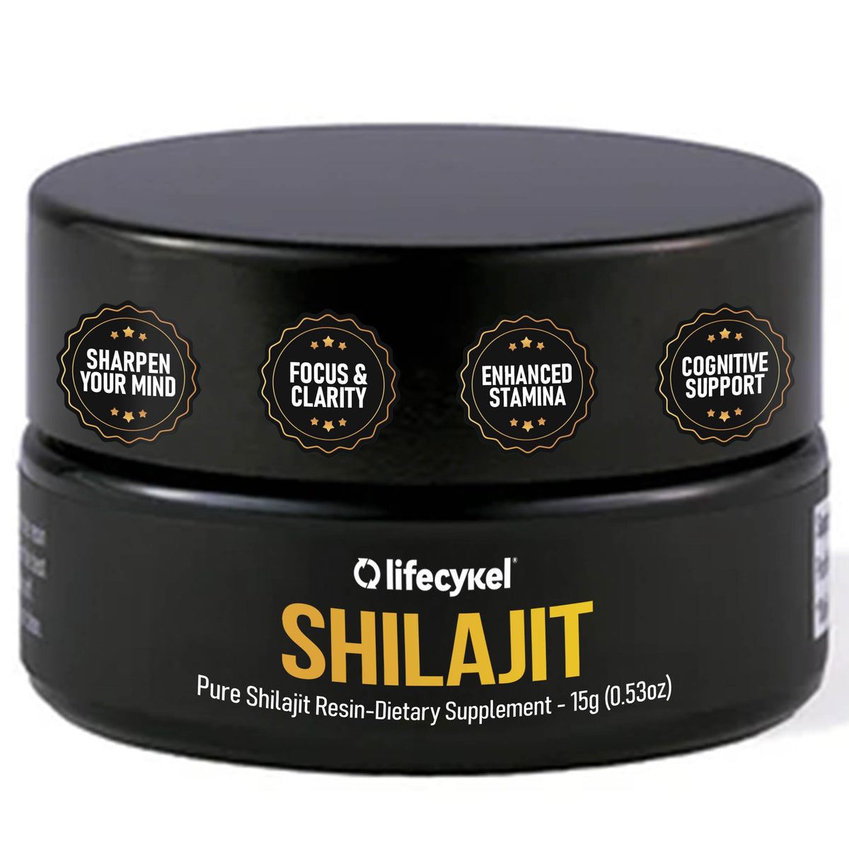 Life Cykel Résine de Shilajit Pure 15g en poudre dans une cuillère