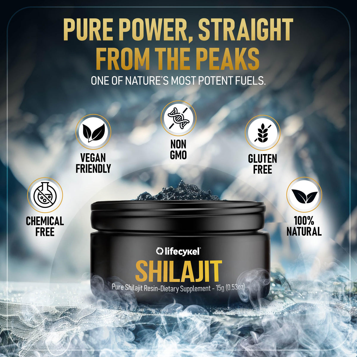 Life Cykel Résine de Shilajit Pure 15g étiquette et informations