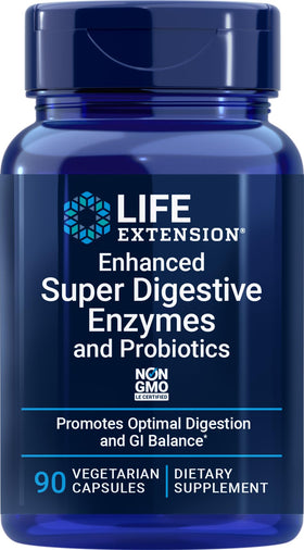 Life Extension 90 capsules végétariennes de enzymes et probiotiques vue avant