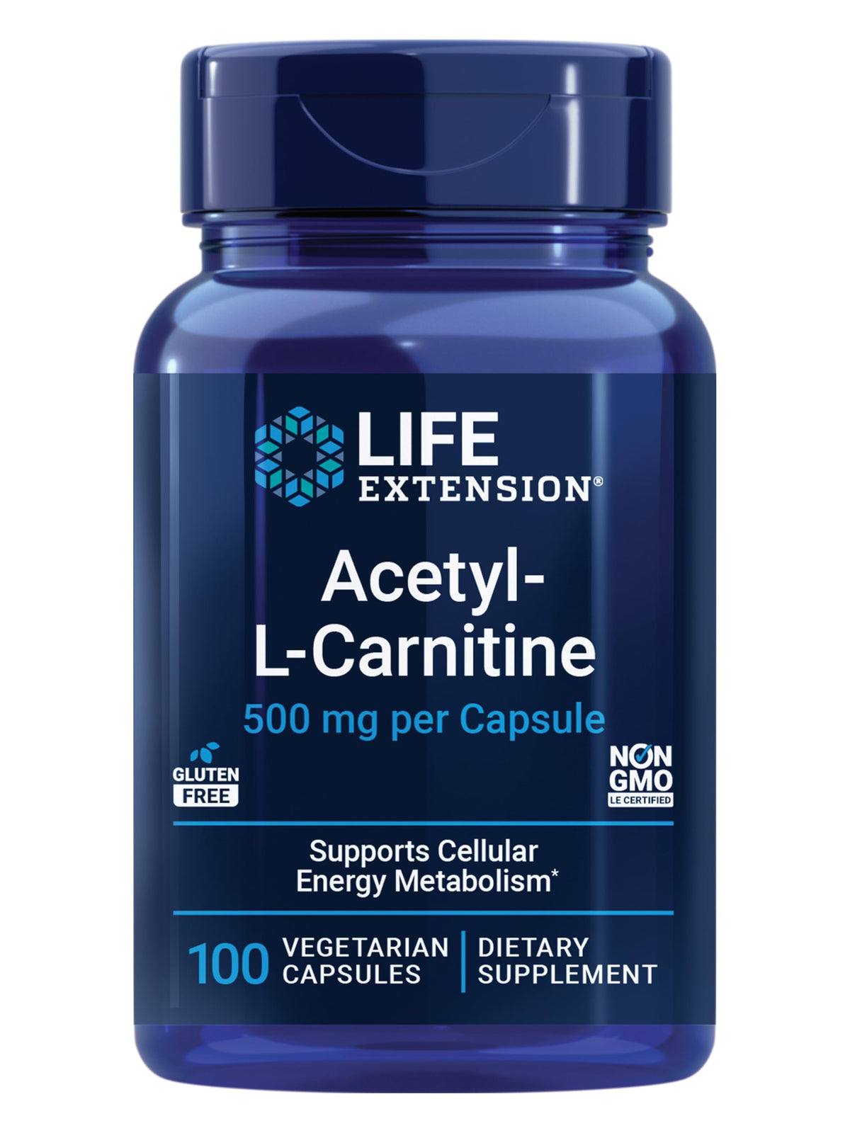 Life Extension Acetyl-L-Carnitine 100 capsules, vue de face