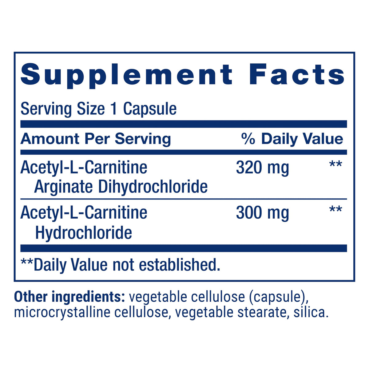 Life Extension Acetyl-L-Carnitine Arginate 90 capsules, vue de côté