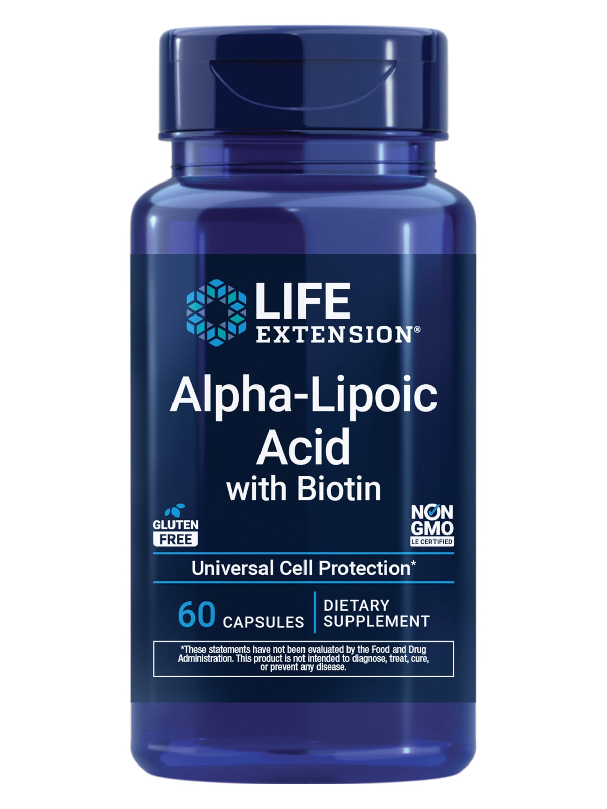 Life Extension Acide Alpha-Lipoïque avec Biotine 60 Capsules vue avant