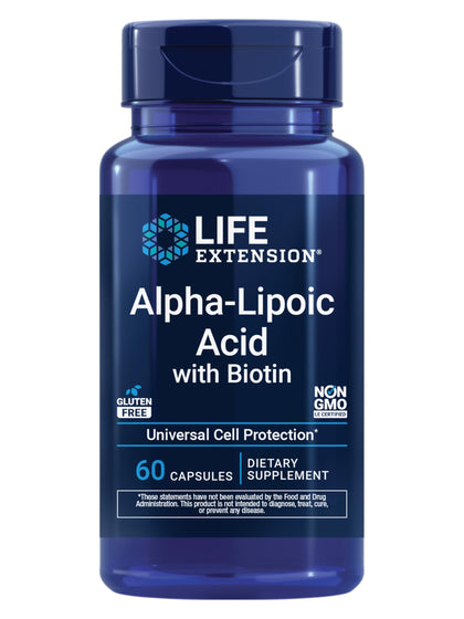 Life Extension Acide Alpha-Lipoïque avec Biotine 60 Capsules vue avant