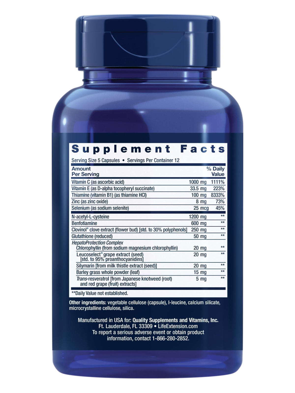 Life Extension Anti-Alcohol Complex capsules avec étiquette