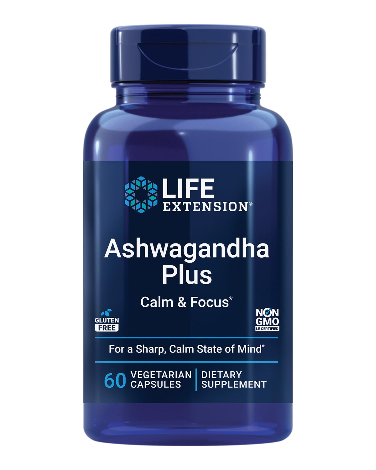 Life Extension Ashwagandha Plus 60 capsules végétariennes vue de face
