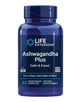 Life Extension Ashwagandha Plus 60 capsules végétariennes vue de face
