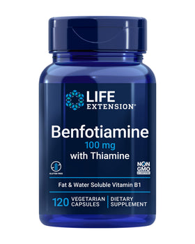 Life Extension Benfotiamine 100 mg capsules végétariennes devant l'emballage