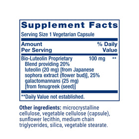 Life Extension Bio-Luteolin emballage avec informations nutritionnelles