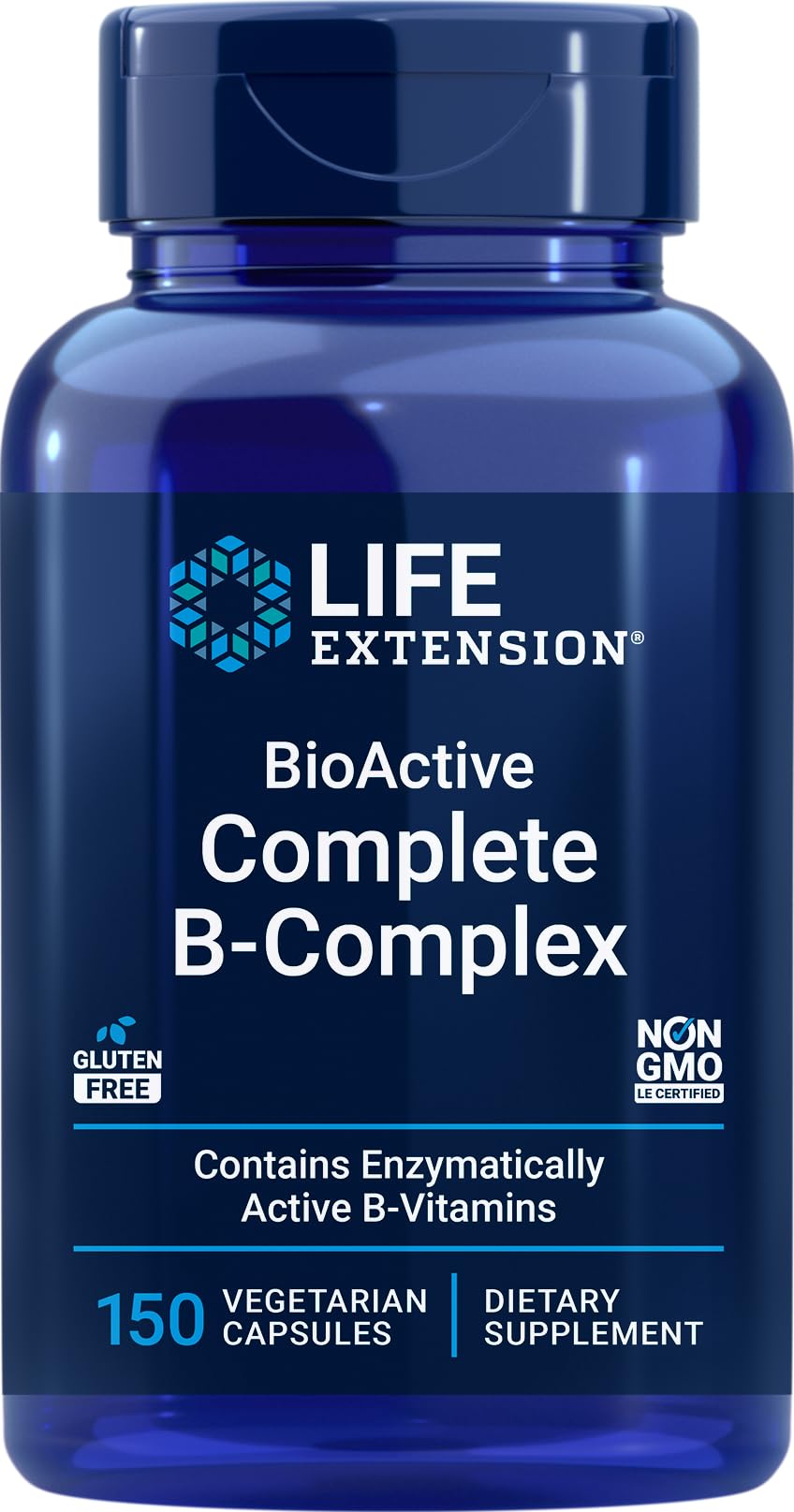 Life Extension BioActive Complete B-Complex 150 Capsules Végétariennes, vue de face