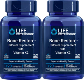Life Extension Bone Restore supplément de calcium avec Vitamine K2, 120 capsules, pack de 2