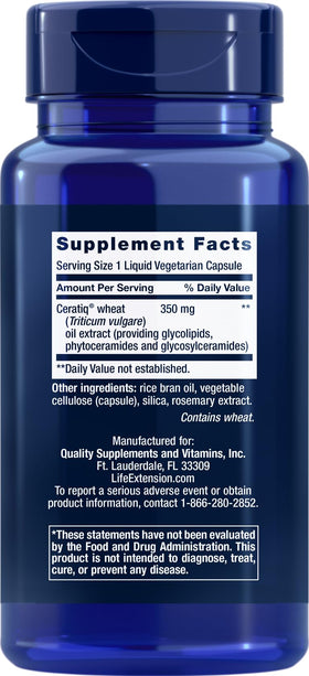 Life Extension Ceramides Rénovateurs de Peau 50 Capsules, emballage