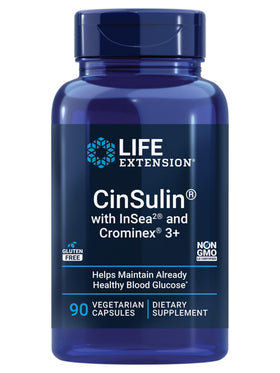 Life Extension CinSulin 90 capsules avec InSea2 et Crominex 3+ vue avant