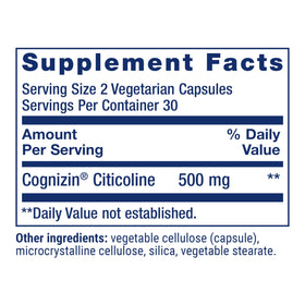 Life Extension Citicoline side view with supplement facts