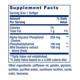 Life Extension Cognitex Basics 30 gélules arrière avec informations nutritionnelles