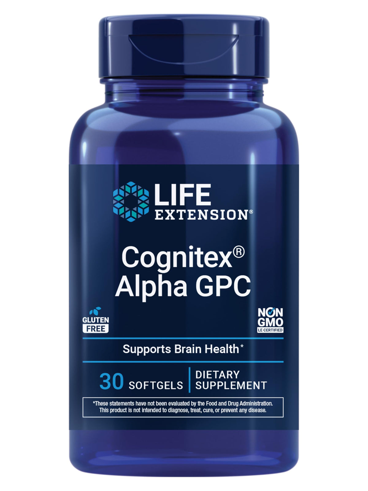 Life Extension Cognitex Basics 30 gélules vue avant avec étiquette