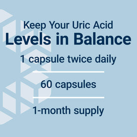 Life Extension Contrôle de l'Acide Urique 60 capsules sur fond blanc