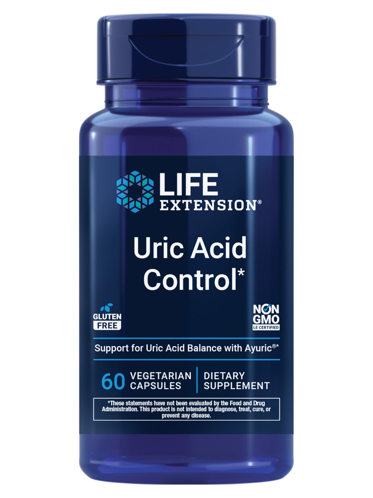 Life Extension Contrôle de l'Acide Urique 60 capsules vue de face