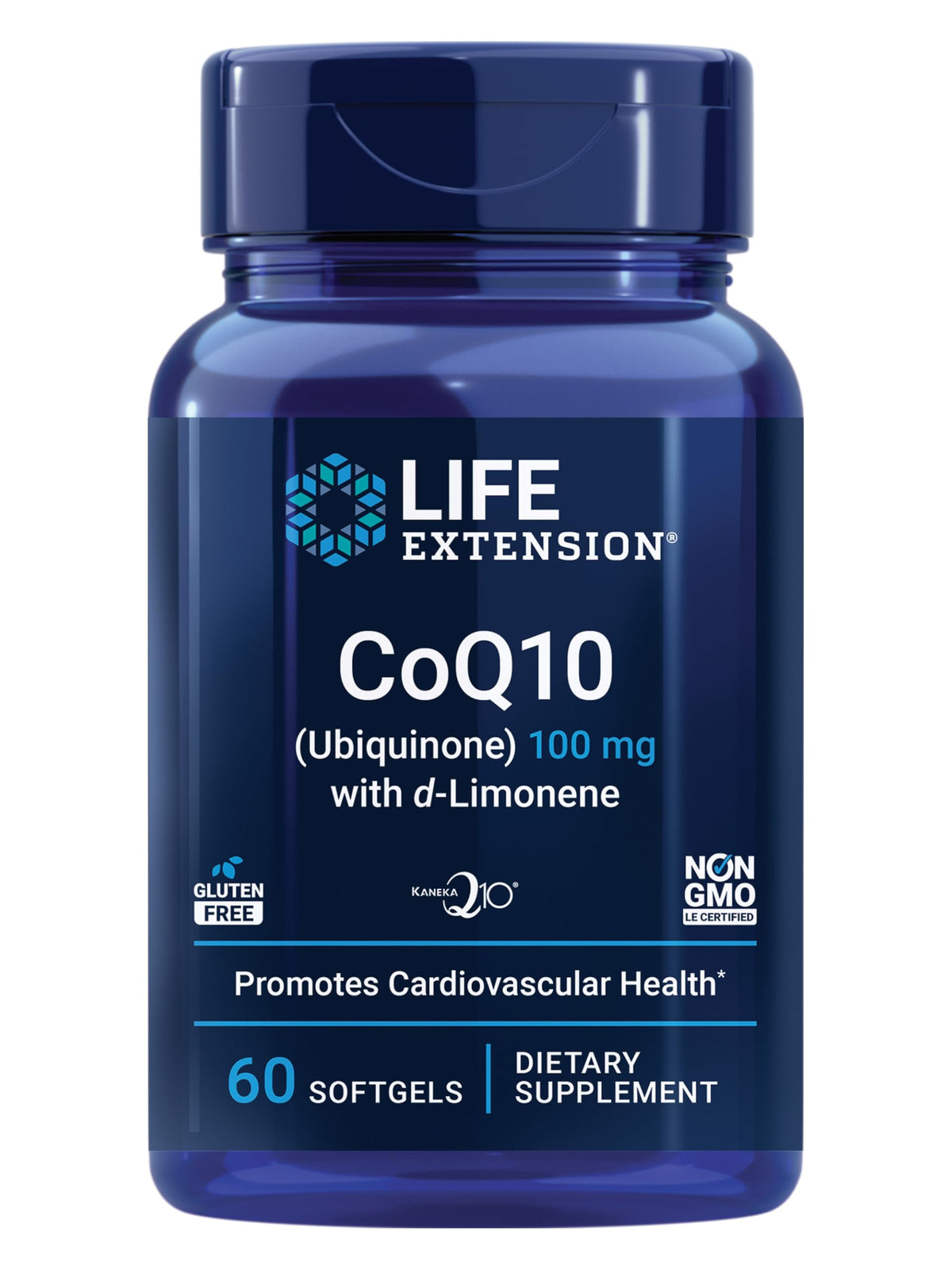 Life Extension CoQ10 avec d-Limonène 60 gélules molles, vue de face