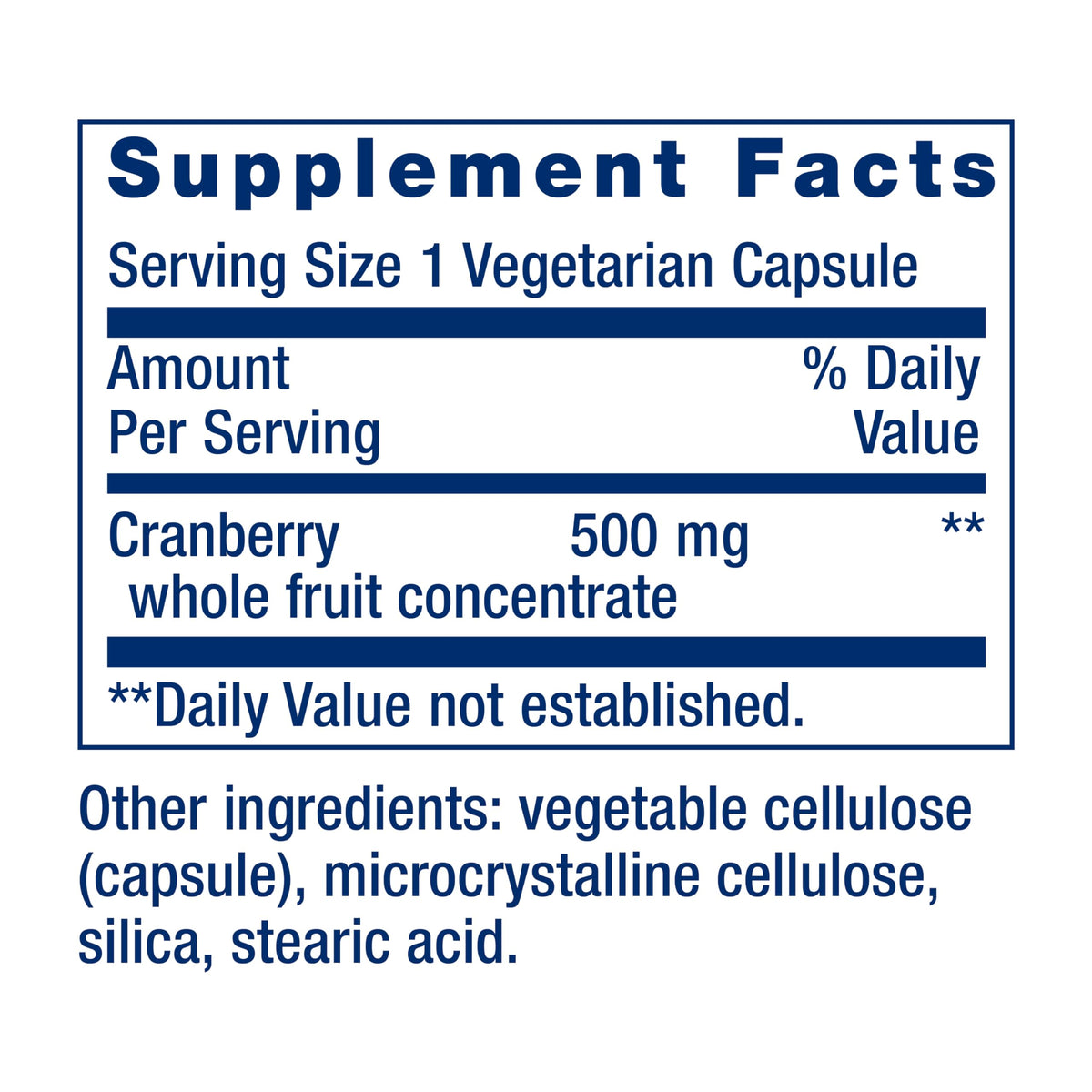 Life Extension Cran-Max 500 mg 60 capsules, côté avec étiquette