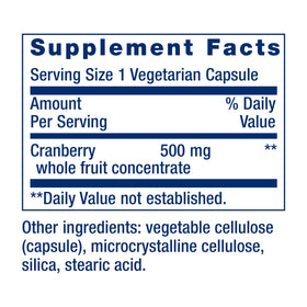 Life Extension Cran-Max 500 mg 60 capsules, côté avec étiquette