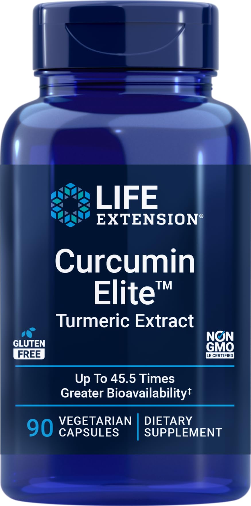 Life Extension Curcumin Elite Extrait de Curcuma 90 capsules végétariennes face