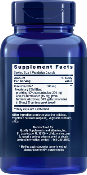 Life Extension Curcumin Elite Extrait de Curcuma flacon ouvert