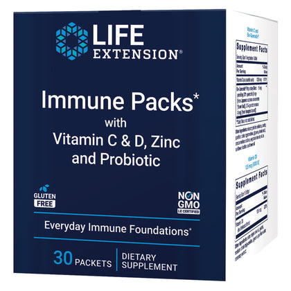 Life Extension daily wellness Packs avec Vitamine C, D, Zinc et Probiotique - boîte