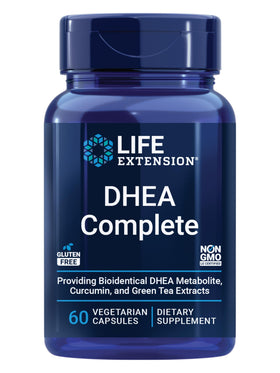 Life Extension DHEA Complete 60 capsules végétariennes sur fond blanc