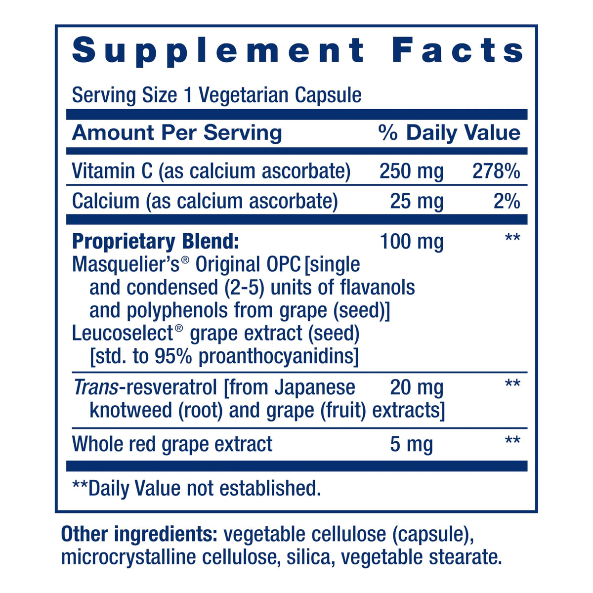 Life Extension Extrait de Pépin de Raisin 60 Capsules côté gauche