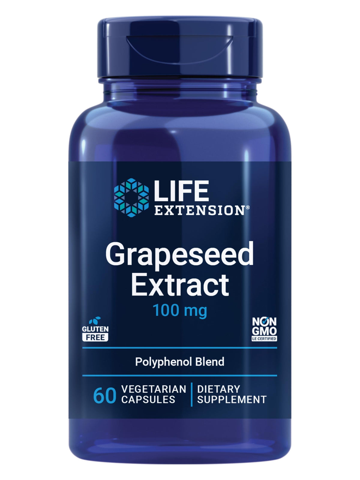 Life Extension Extrait de Pépin de Raisin 60 Capsules vue de face