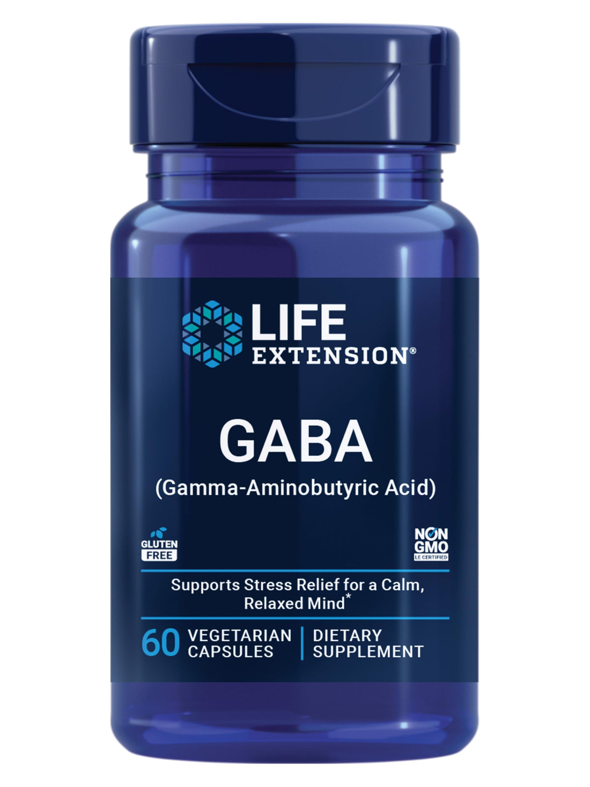Life Extension GABA 60 capsules vue avant avec étiquette