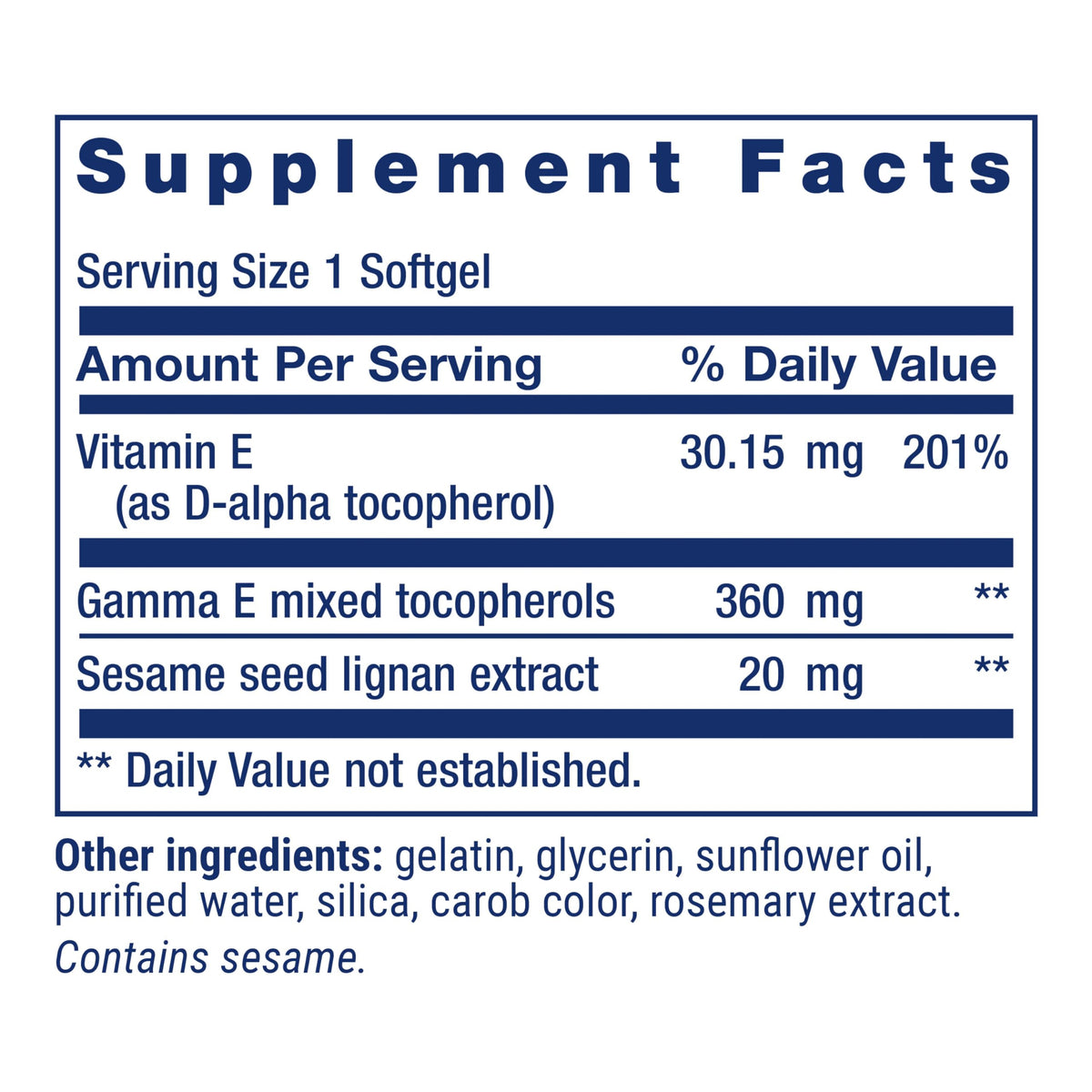 Life Extension Gamma E Mixed Tocopherols 60 gélules - gélules individuelles