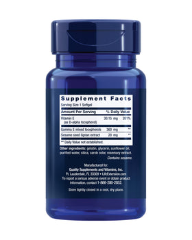 Life Extension Gamma E Mixed Tocopherols 60 gélules - vue de dos
