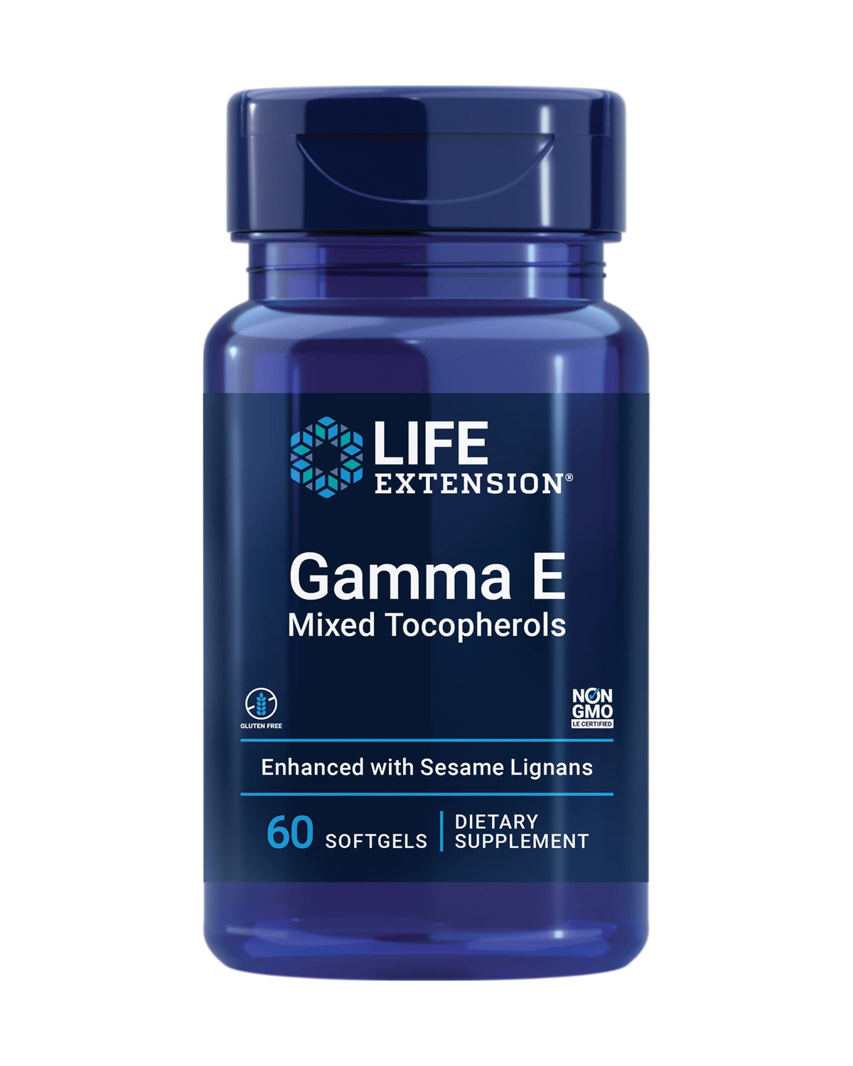 Life Extension Gamma E Mixed Tocopherols 60 gélules - vue de face