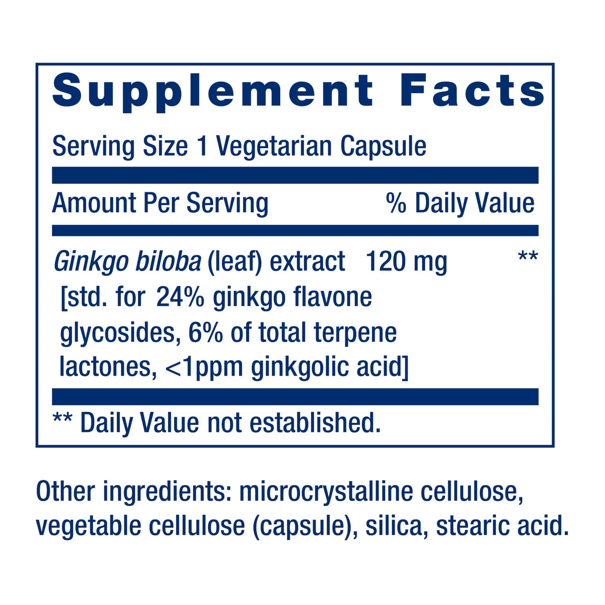 Life Extension Ginkgo Biloba Extrait Certifié 120 mg capsule ouverte