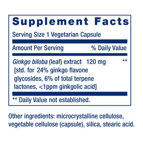 Life Extension Ginkgo Biloba Extrait Certifié 120 mg capsule ouverte