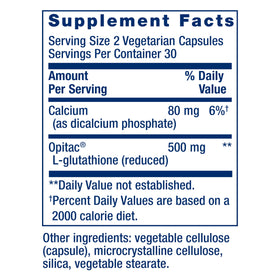 Life Extension Glutathione 500 mg Capsules - Vue arrière