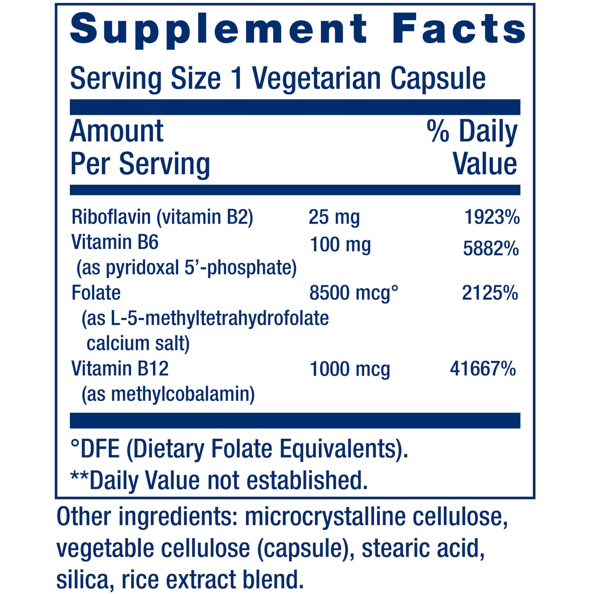 Life Extension Homocystéine Résist capsules avec étiquette et informations nutritionnelles