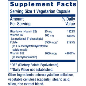 Life Extension Homocystéine Résist capsules avec étiquette et informations nutritionnelles