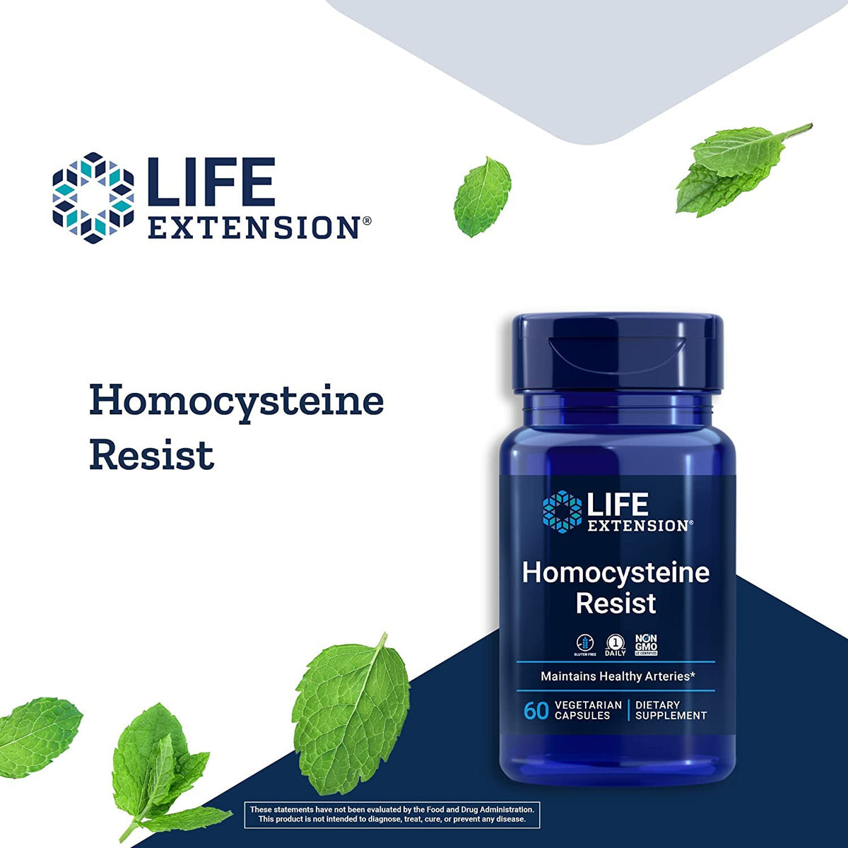 Life Extension Homocysteine Resist gélules végétariennes sur un fond neutre