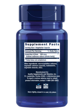 Life Extension Huperzine A 200 mcg 60 capsules vue de côté
