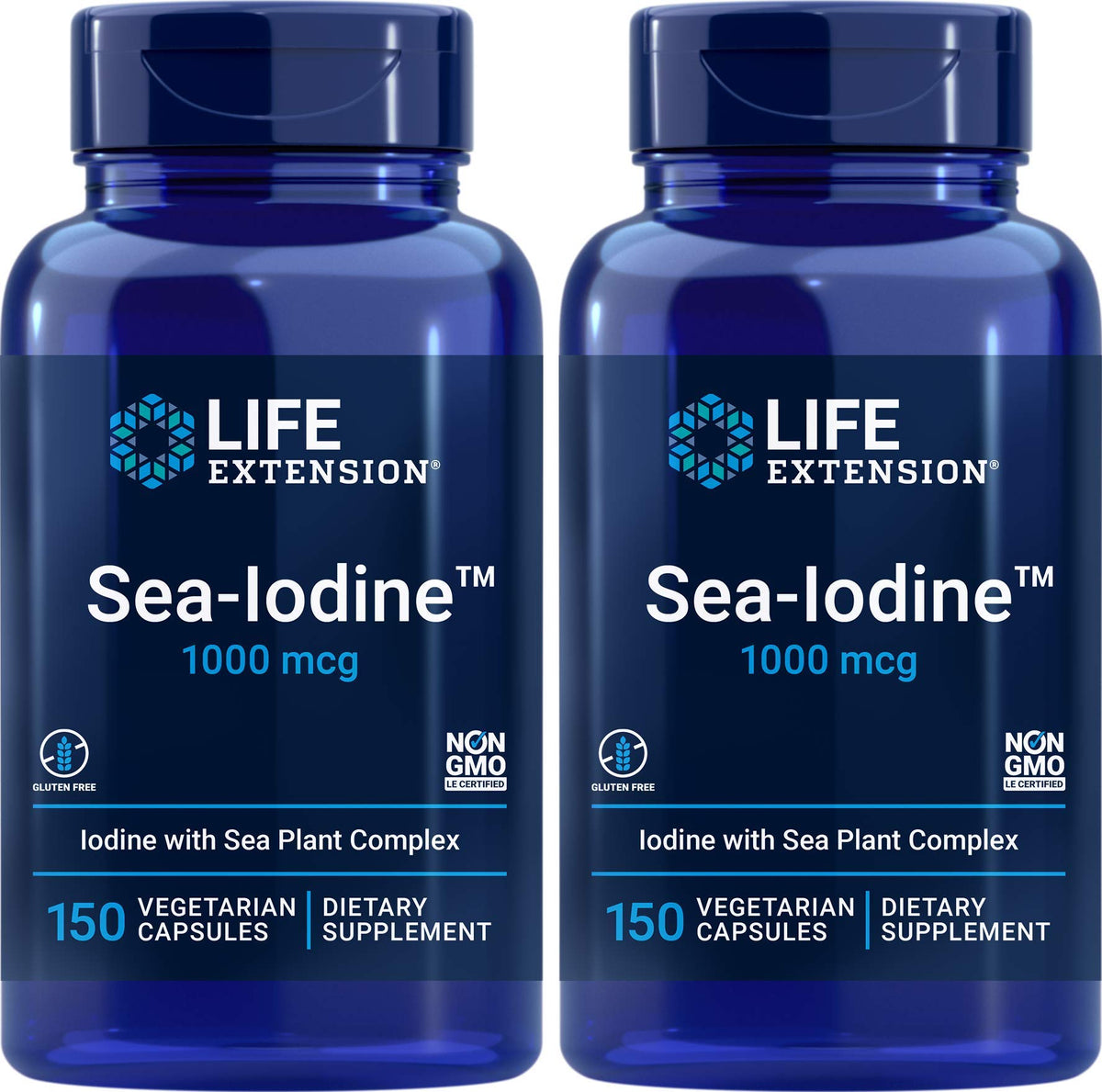 Life Extension Iode Marin 1000 mcg 150 gélules végétales vue de face