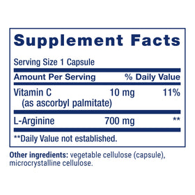Life Extension L-Arginine Caps 700 mg capsules in a hand
