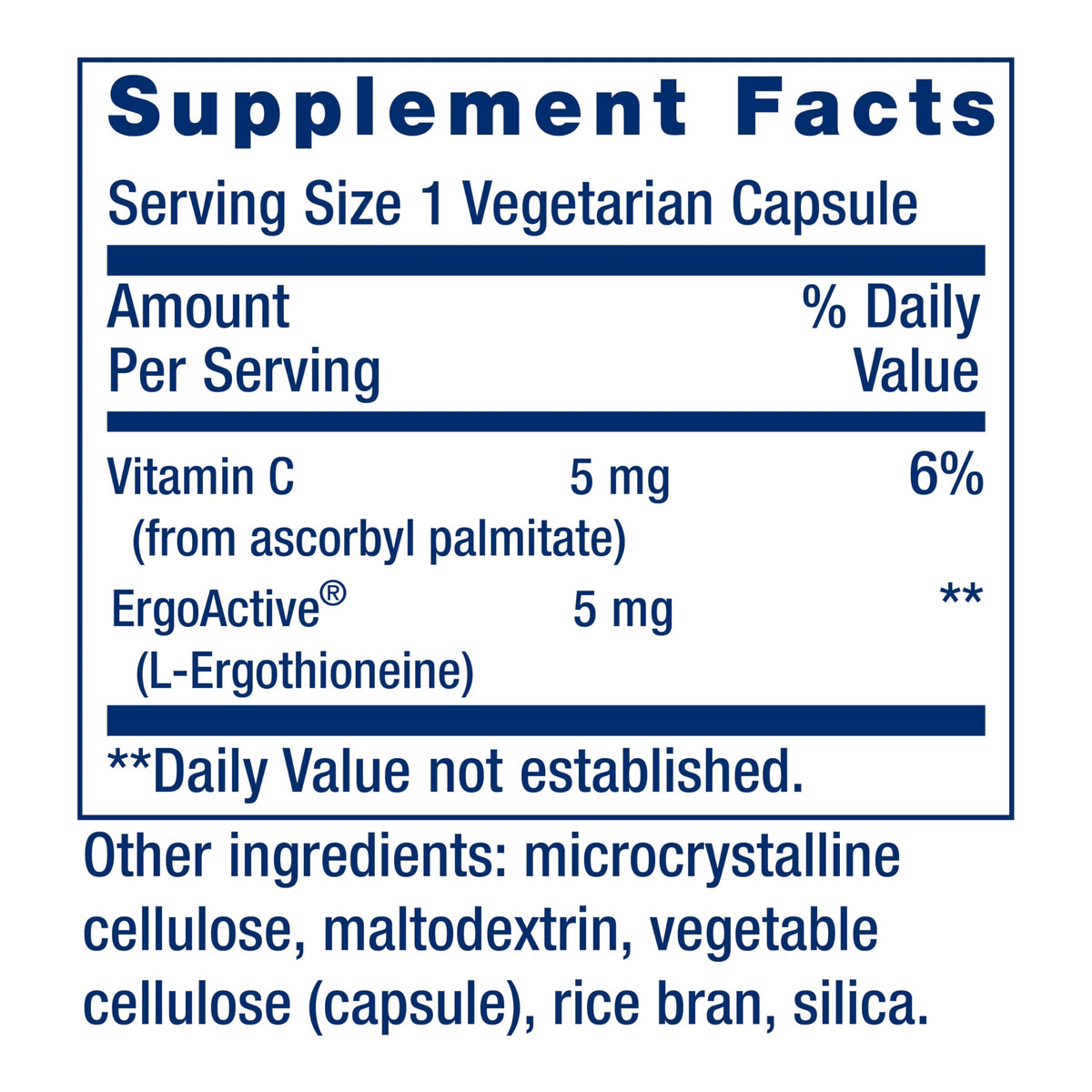 Life Extension L-Ergothioneine capsules végétariennes à l'intérieur
