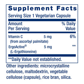 Life Extension L-Ergothioneine capsules végétariennes à l'intérieur