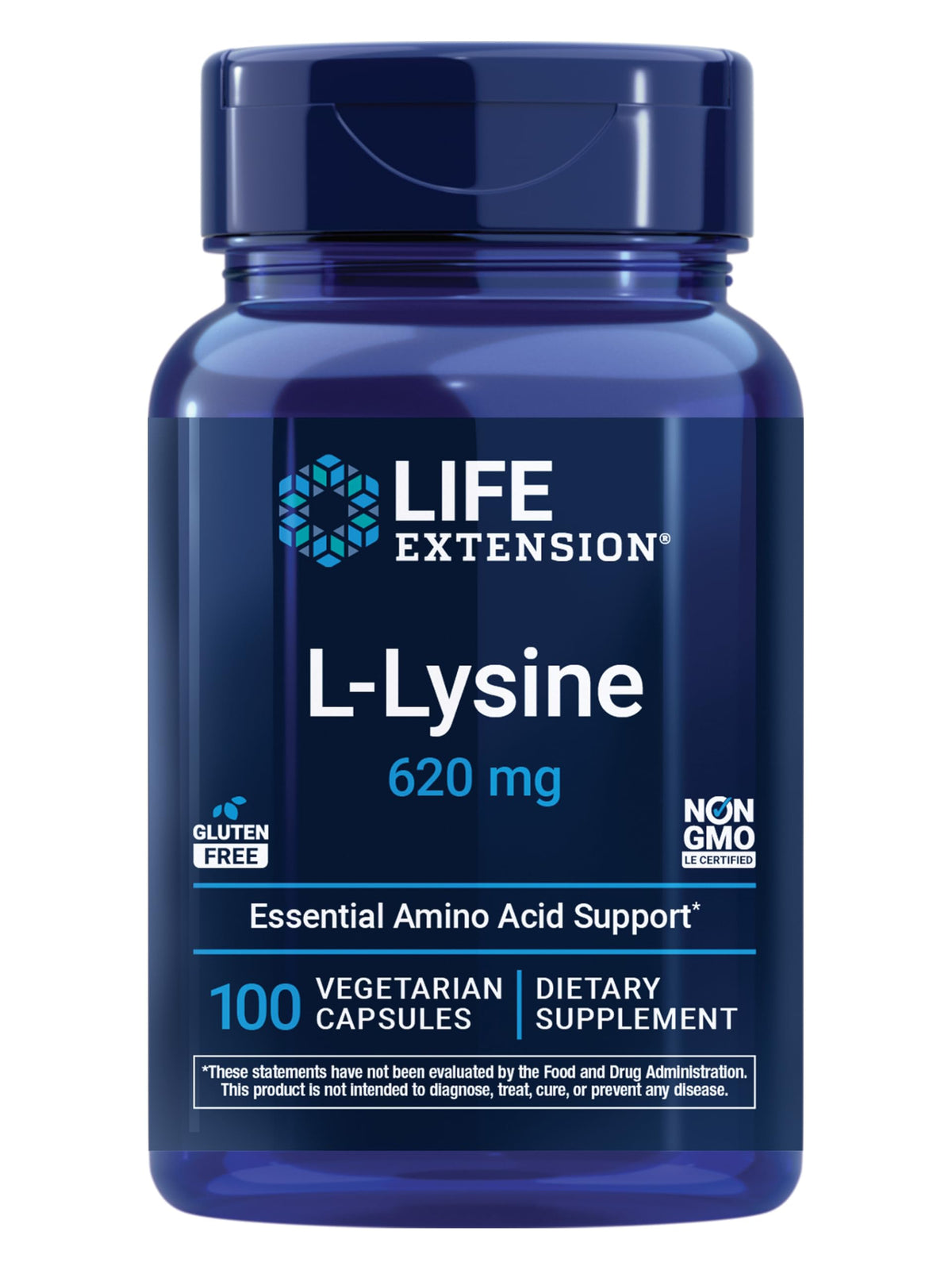 Life Extension L-Lysine 620 mg, 100 capsules végétariennes
